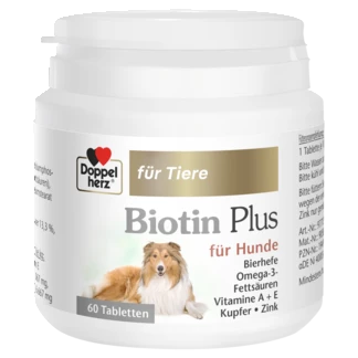 Abbildung der Produktverpackung Doppelherz für Tiere Biotin Plus für Hunde Frontansicht